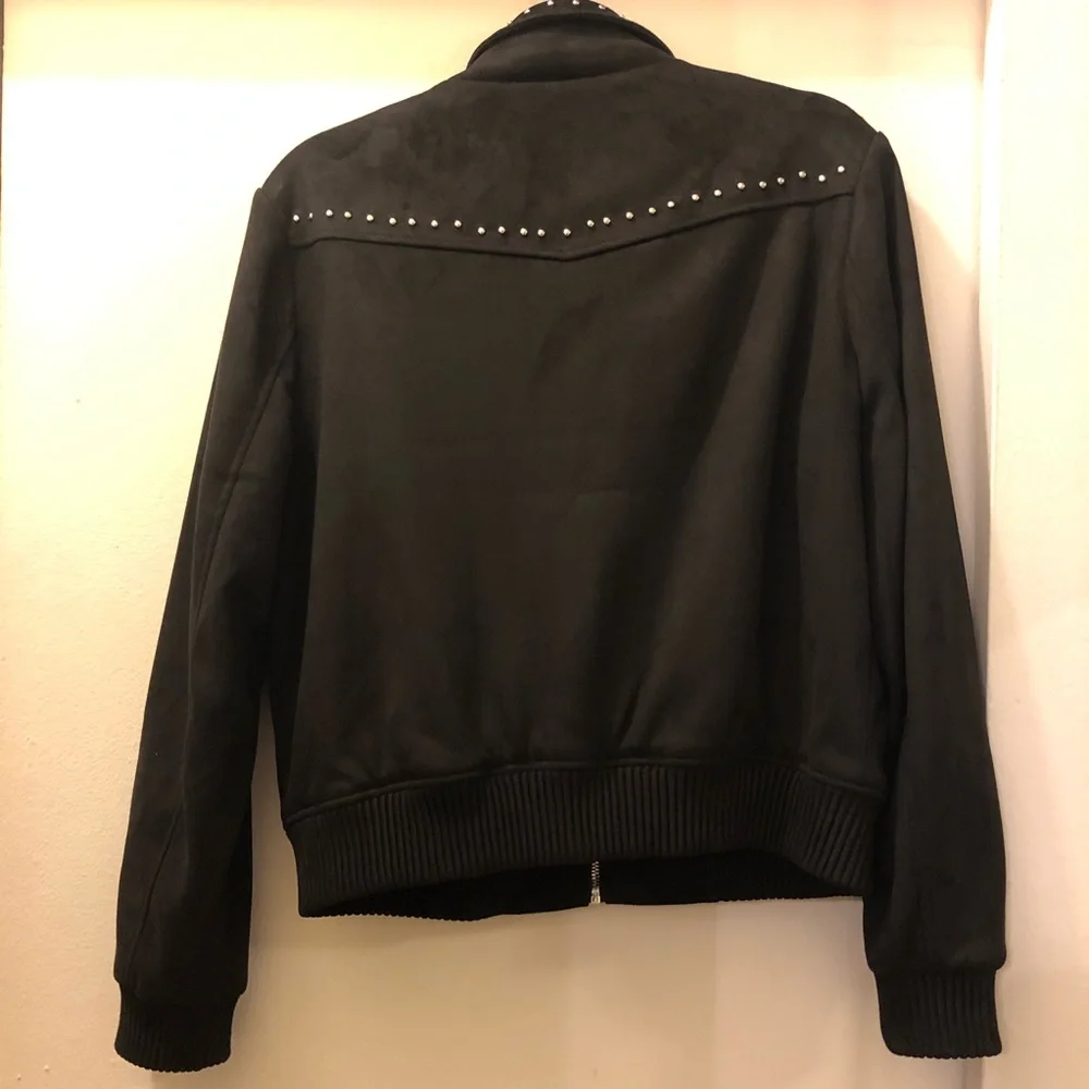 River Island embroidered suedette bomber jacket - Picture 4 of 13